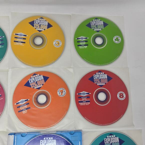Vintage Macintosh Art Explosion 750,000 Design Software 13 Disc Set 1996 Unused - Picture 3 of 16